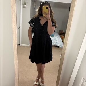 Old Navy Black Mini Dress with Embroidered Sleeves